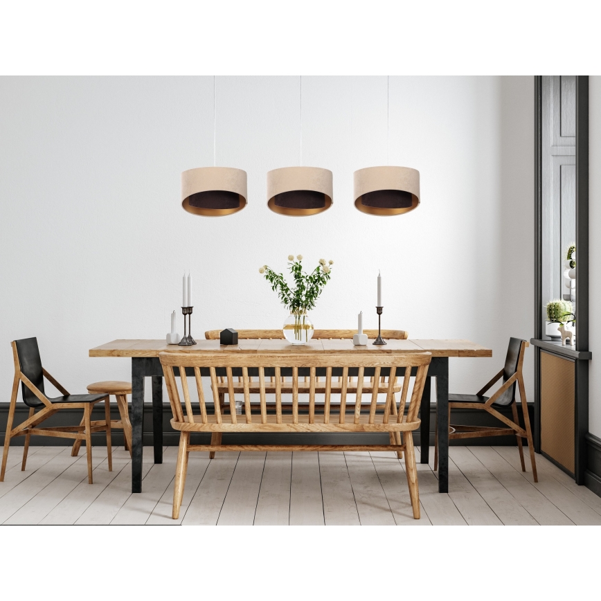 Luster na sajli GALAXY 3xE27/60W/230V bež/braon/zlatna