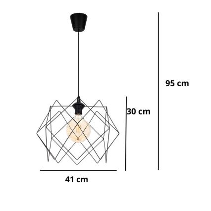 Luster na sajli GALL 1xE27/60W/230V crno