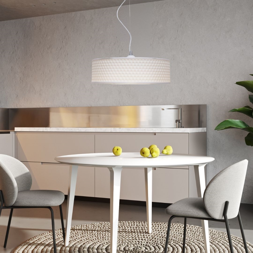 Luster na sajli GARDA 1xE27/60W/230V pr. 40 cm bela