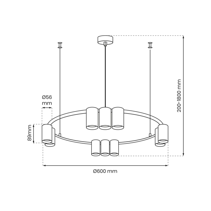 Luster na sajli GENESIS 10xGU10/8W/230V bela