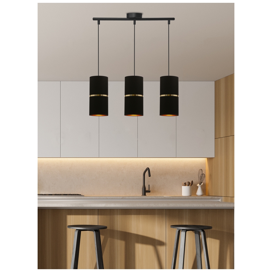 Luster na sajli GINA 3xE27/60W/230V crno