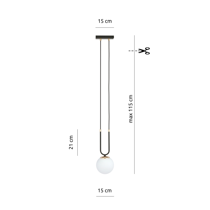 Luster na sajli GLAM 1xE14/10W/230V crno