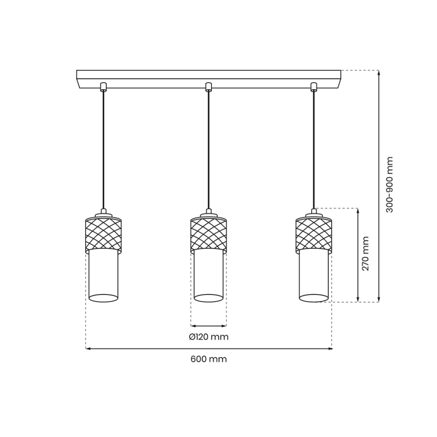 Luster na sajli GLAM 3xE27/60W/230V