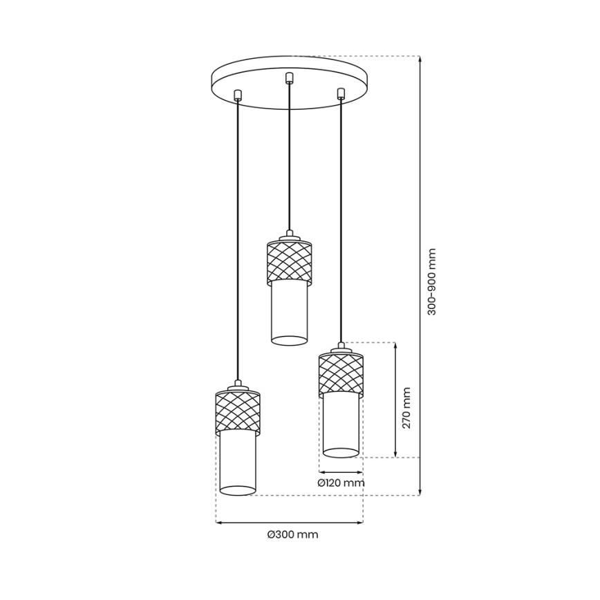 Luster na sajli GLAM 3xE27/60W/230V