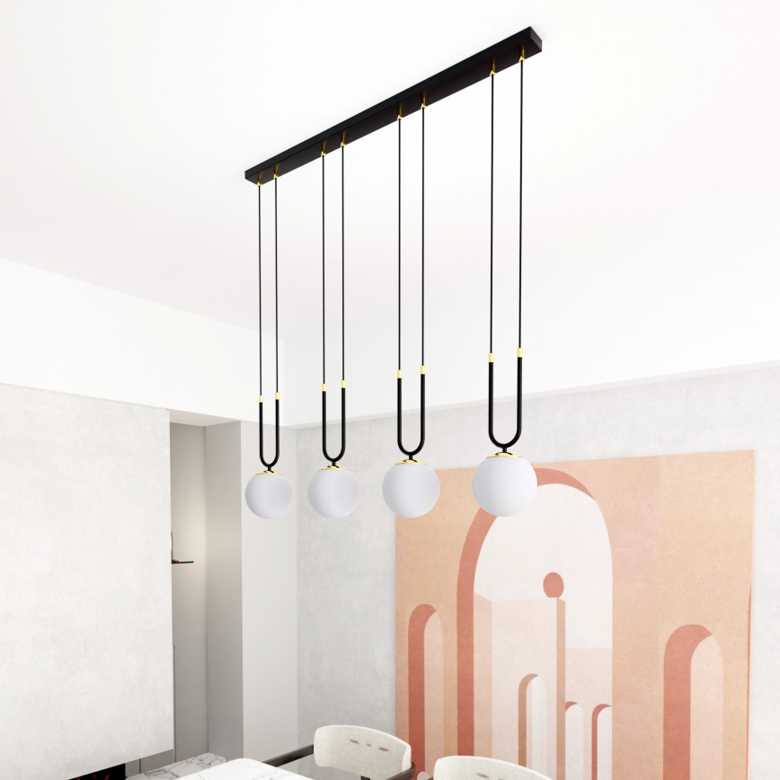 Luster na sajli GLAM 4xE14/10W/230V crno