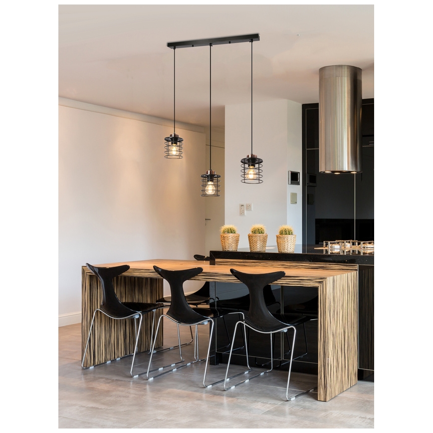 Luster na sajli GLOB 3xE27/40W/230V crno