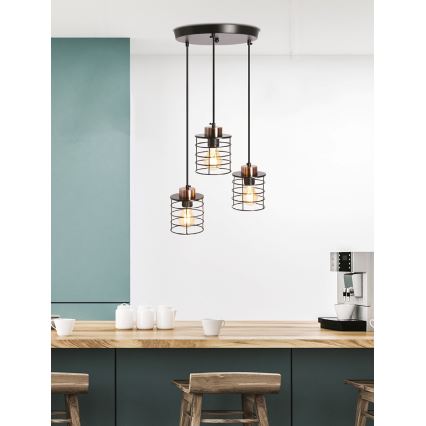 Luster na sajli GLOB 3xE27/40W/230V crno