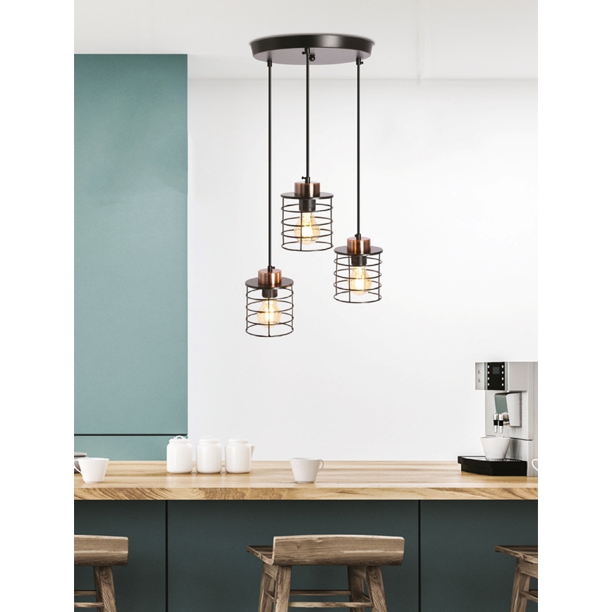 Luster na sajli GLOB 3xE27/40W/230V crno