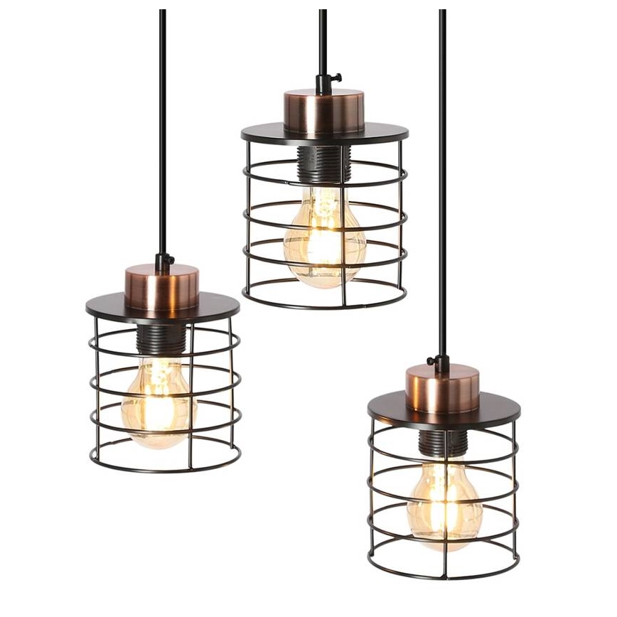Luster na sajli GLOB 3xE27/40W/230V crno