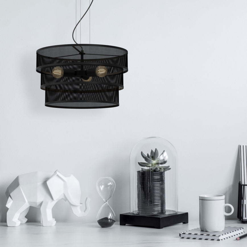 Luster na sajli GLUM 3xE27/60W/230V crno