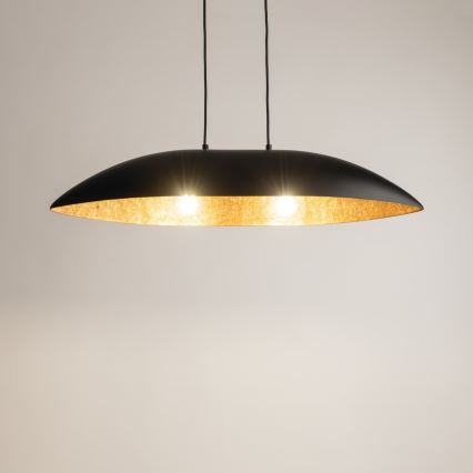 Luster na sajli GONDOLA 2xE27/60W/230V crno/bakrena
