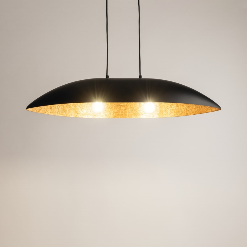 Luster na sajli GONDOLA 2xE27/60W/230V crno/bakrena
