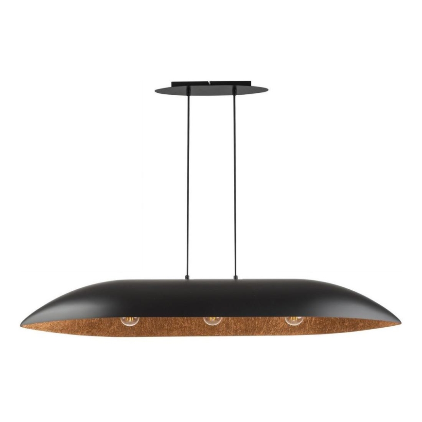 Luster na sajli GONDOLA 3xE27/60W/230V crno/bakrena