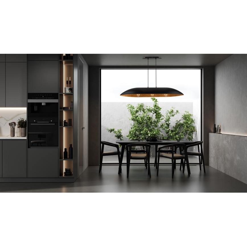 Luster na sajli GONDOLA 3xE27/60W/230V crno/bakrena