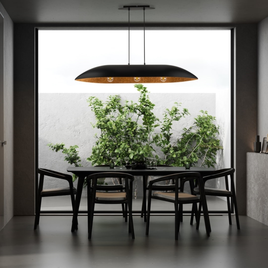Luster na sajli GONDOLA 3xE27/60W/230V crno/bakrena