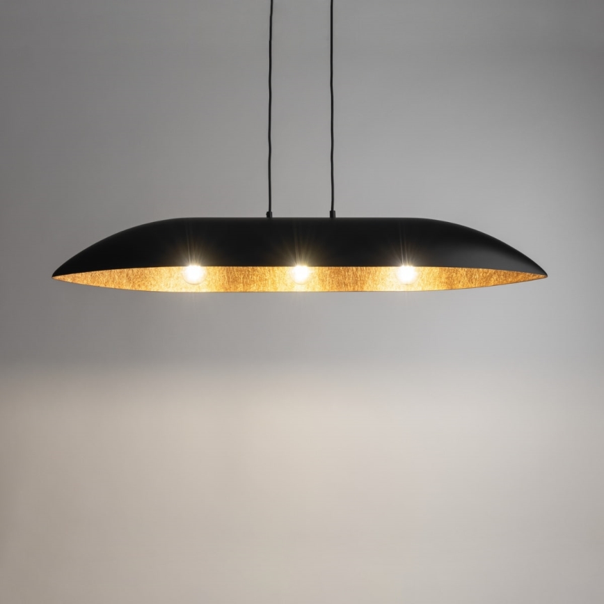 Luster na sajli GONDOLA 3xE27/60W/230V crno/bakrena