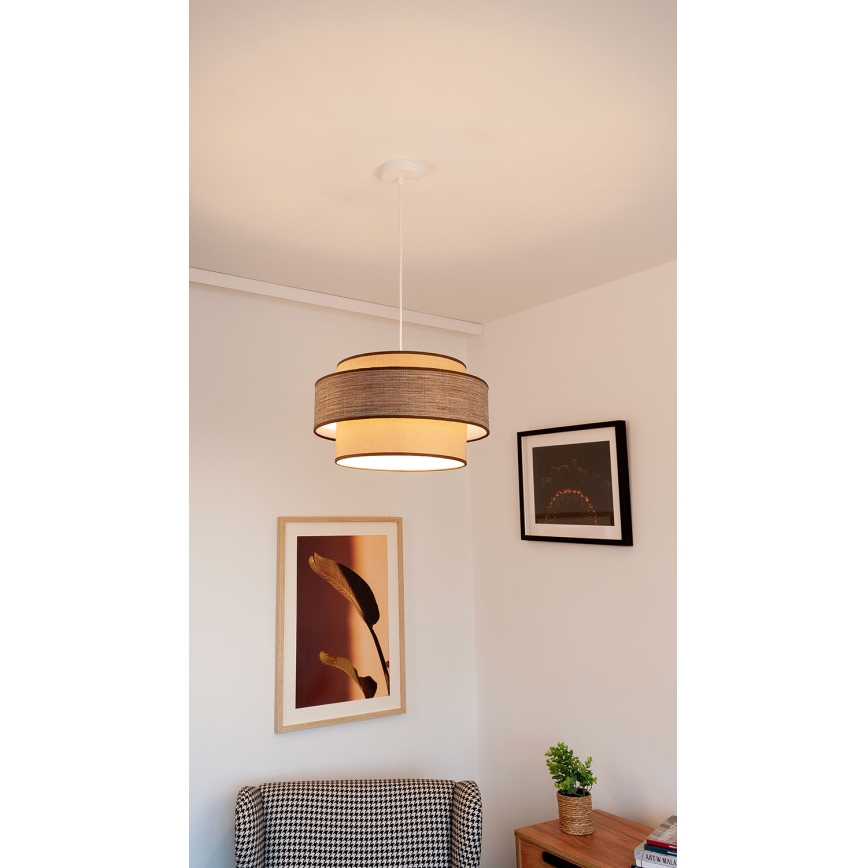Luster na sajli GRACE 1xE27/60W/230V bež/braon