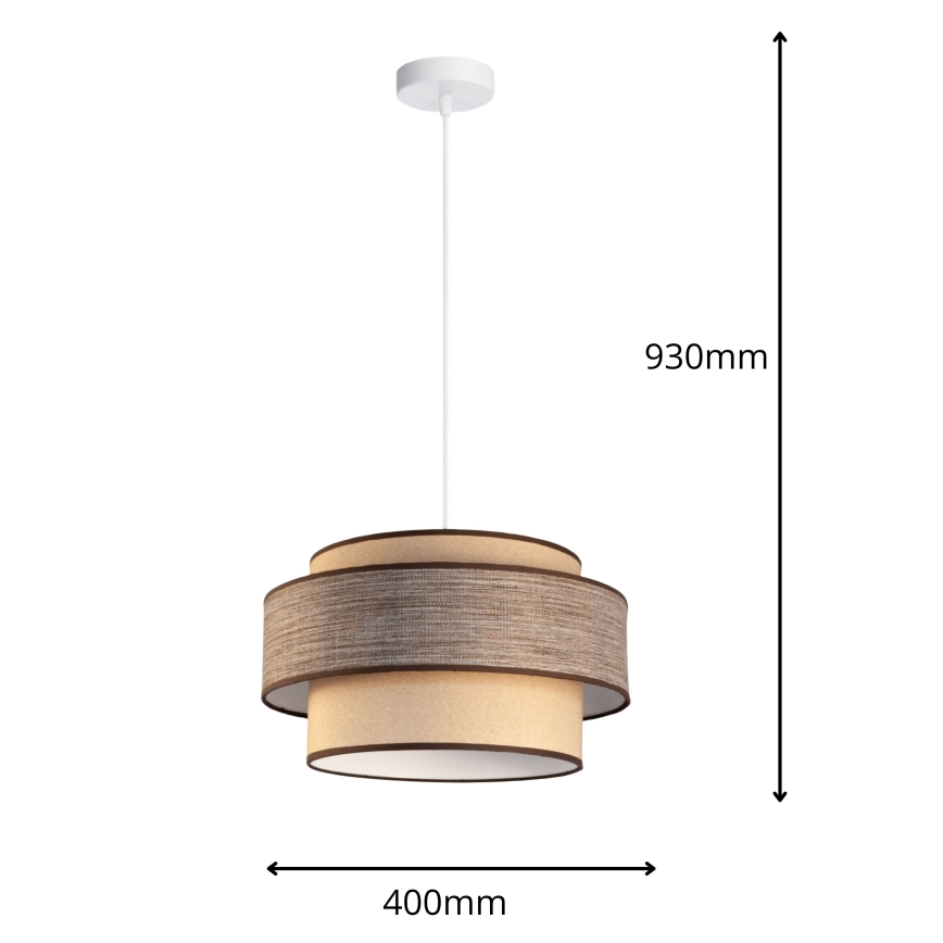 Luster na sajli GRACE 1xE27/60W/230V bež/braon