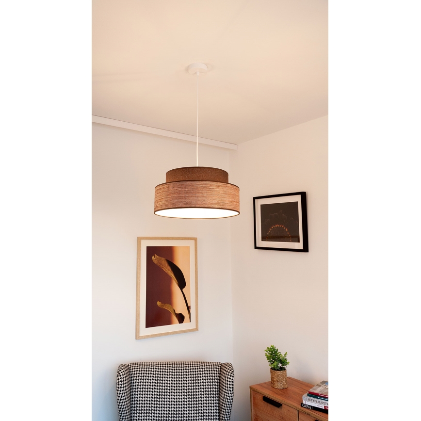 Luster na sajli GRACE 1xE27/60W/230V braon/bež