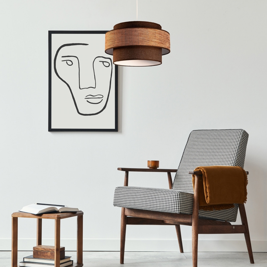 Luster na sajli GRACE 1xE27/60W/230V braon/bež