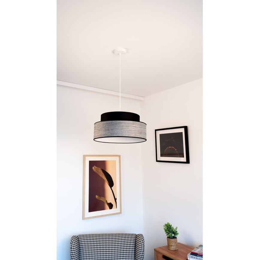 Luster na sajli GRACE 1xE27/60W/230V crno/sivo