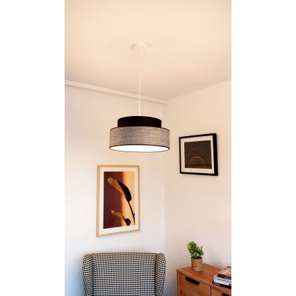 Luster na sajli GRACE 1xE27/60W/230V crno/sivo