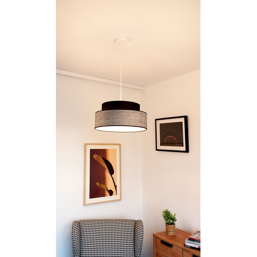 Luster na sajli GRACE 1xE27/60W/230V crno/sivo