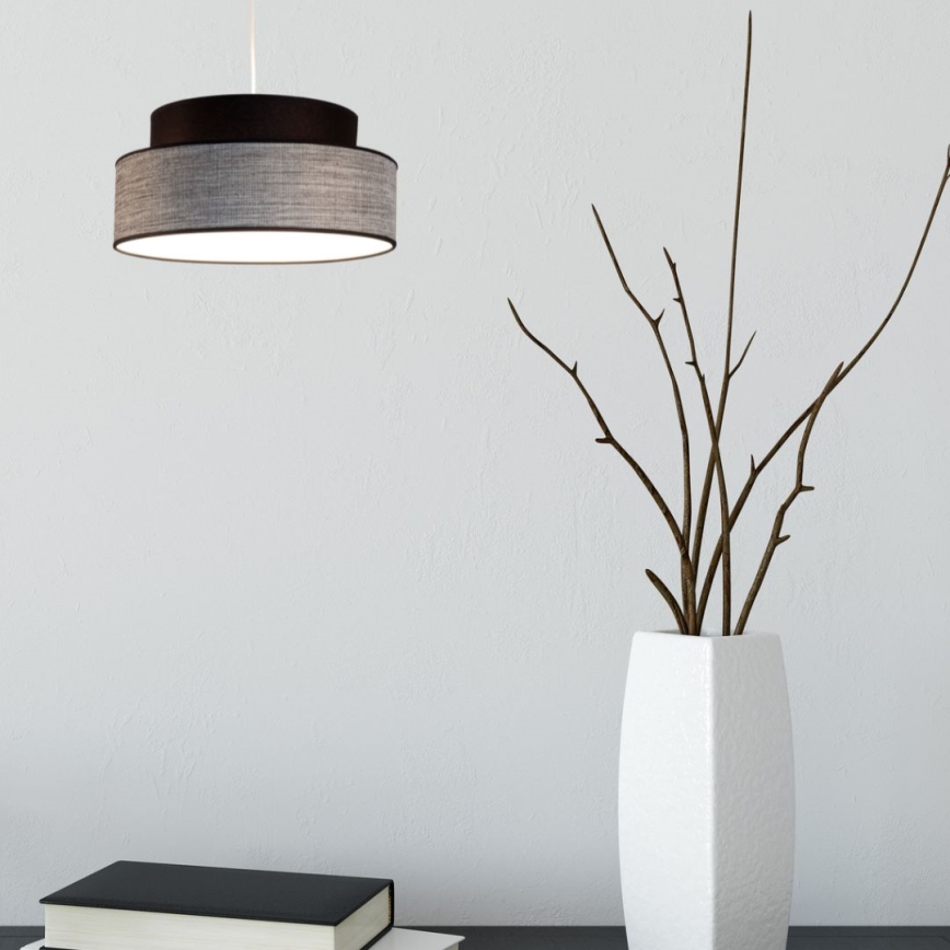 Luster na sajli GRACE 1xE27/60W/230V crno/sivo