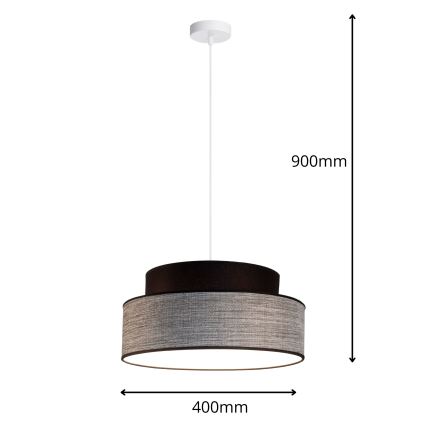 Luster na sajli GRACE 1xE27/60W/230V crno/sivo