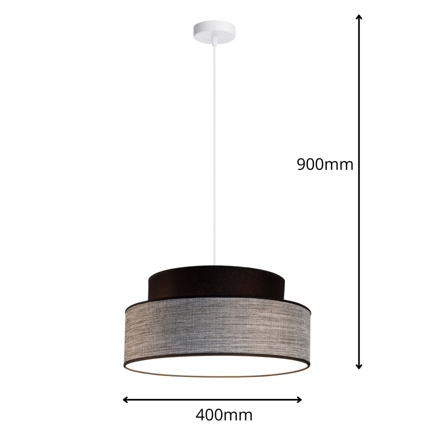 Luster na sajli GRACE 1xE27/60W/230V crno/sivo