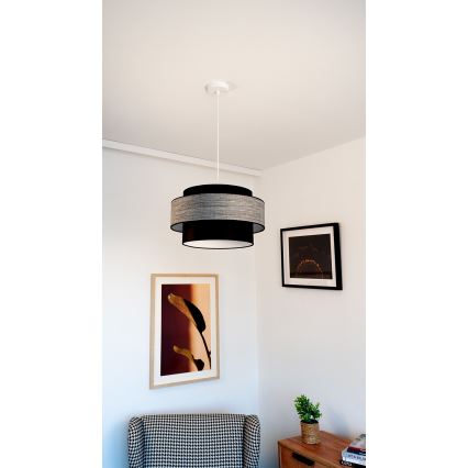 Luster na sajli GRACE 1xE27/60W/230V crno/sivo