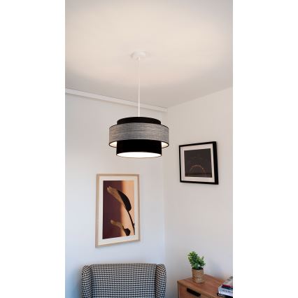 Luster na sajli GRACE 1xE27/60W/230V crno/sivo