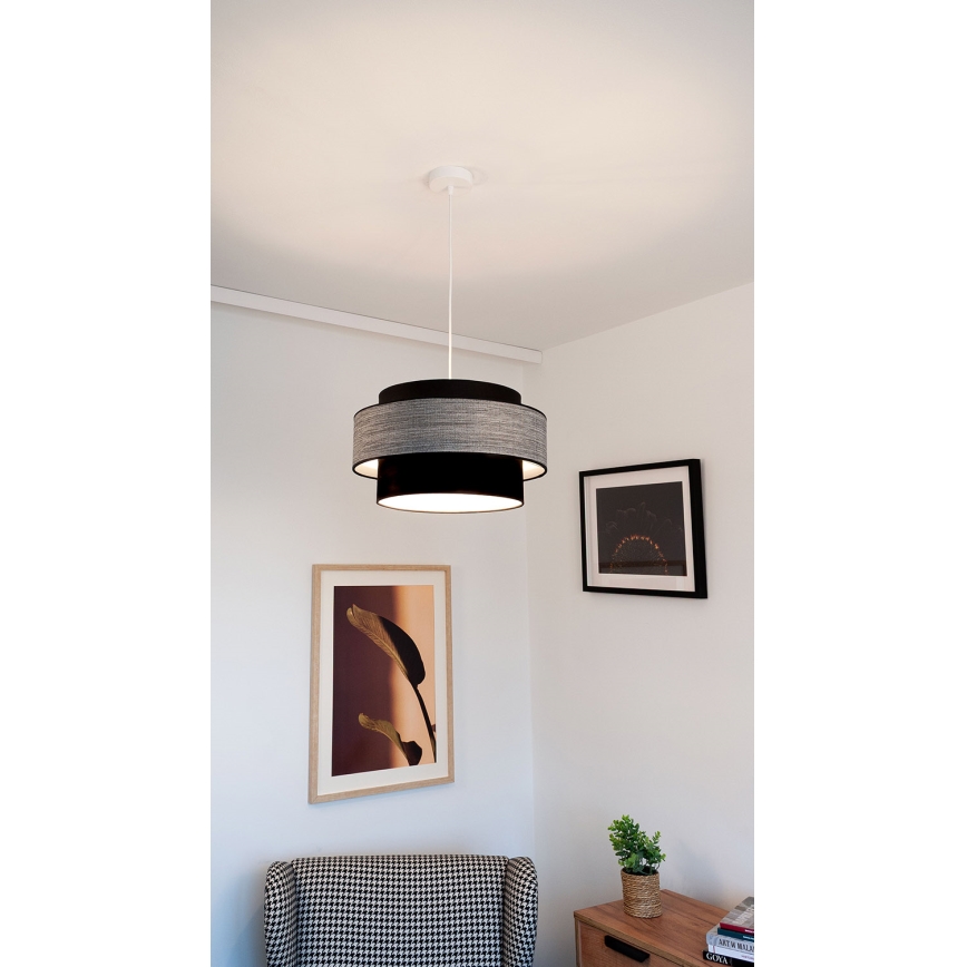 Luster na sajli GRACE 1xE27/60W/230V crno/sivo