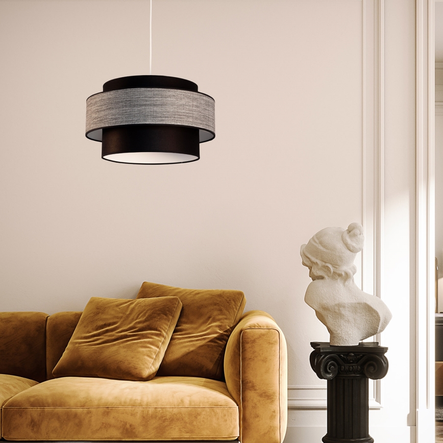 Luster na sajli GRACE 1xE27/60W/230V crno/sivo