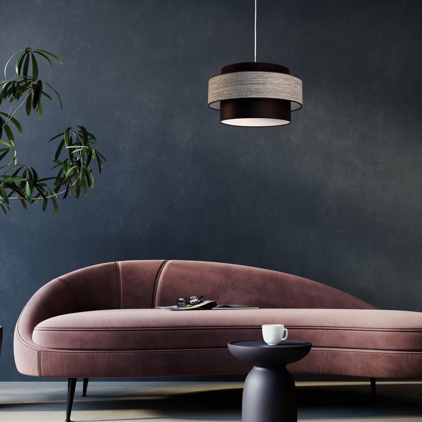 Luster na sajli GRACE 1xE27/60W/230V crno/sivo