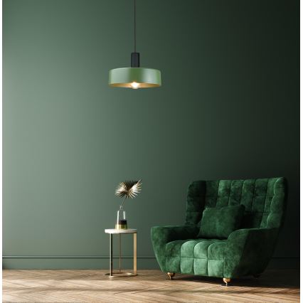 Luster na sajli HAKI 1xE27/60W/230V zelena/crno
