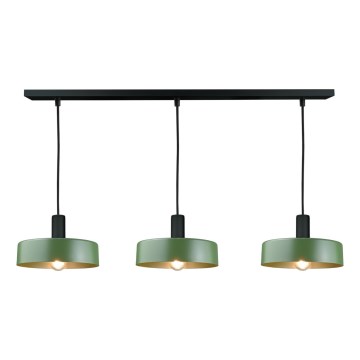 Luster na sajli HAKI 3xE27/60W/230V zelena/crno