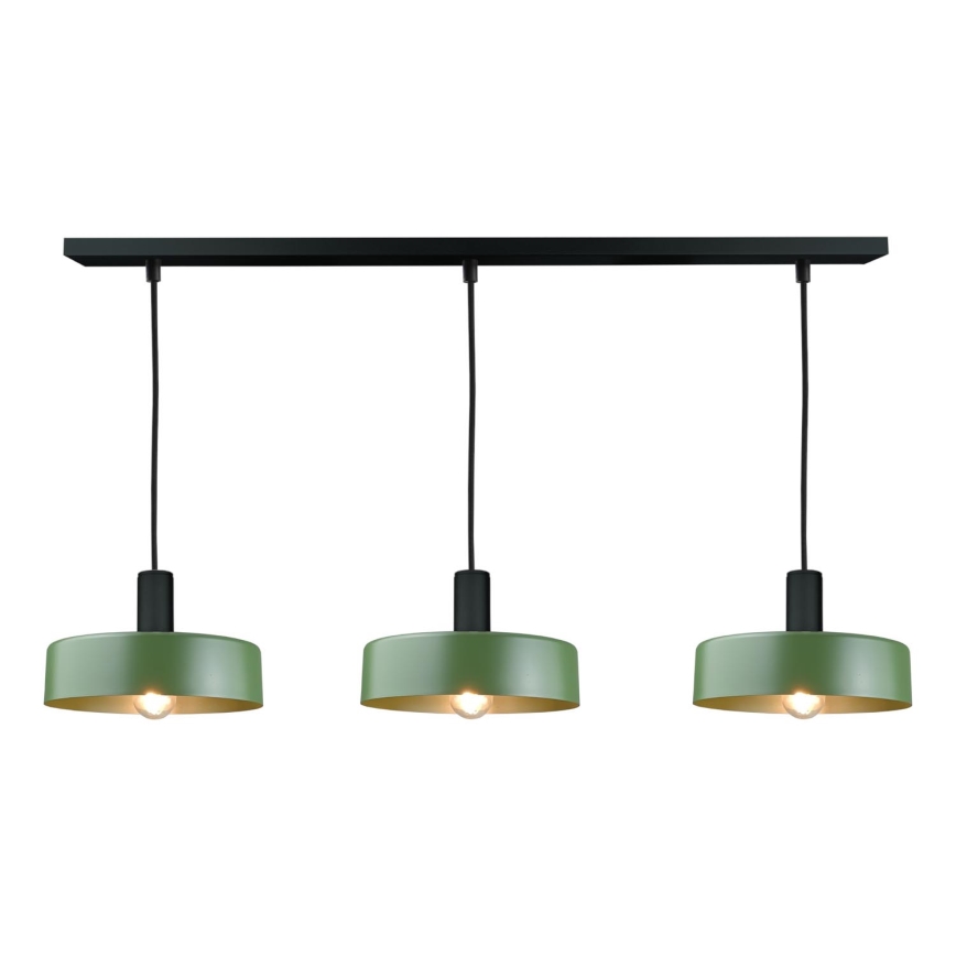 Luster na sajli HAKI 3xE27/60W/230V zelena/crno