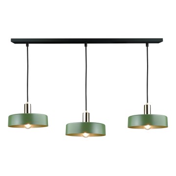 Luster na sajli HAKI 3xE27/60W/230V zelena/crno/sjajni krom