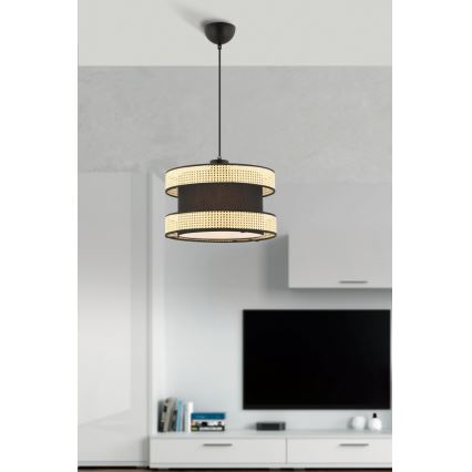 Luster na sajli HALO 1xE27/60W/230V crna/bež