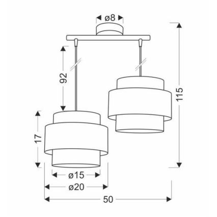 Luster na sajli HARE 2xE27/60W/230V sivo/mat krom