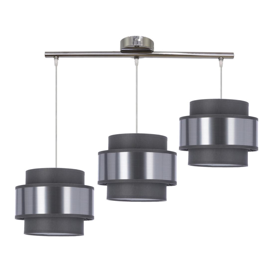 Luster na sajli HARE 3xE27/60W/230V sivo/mat krom