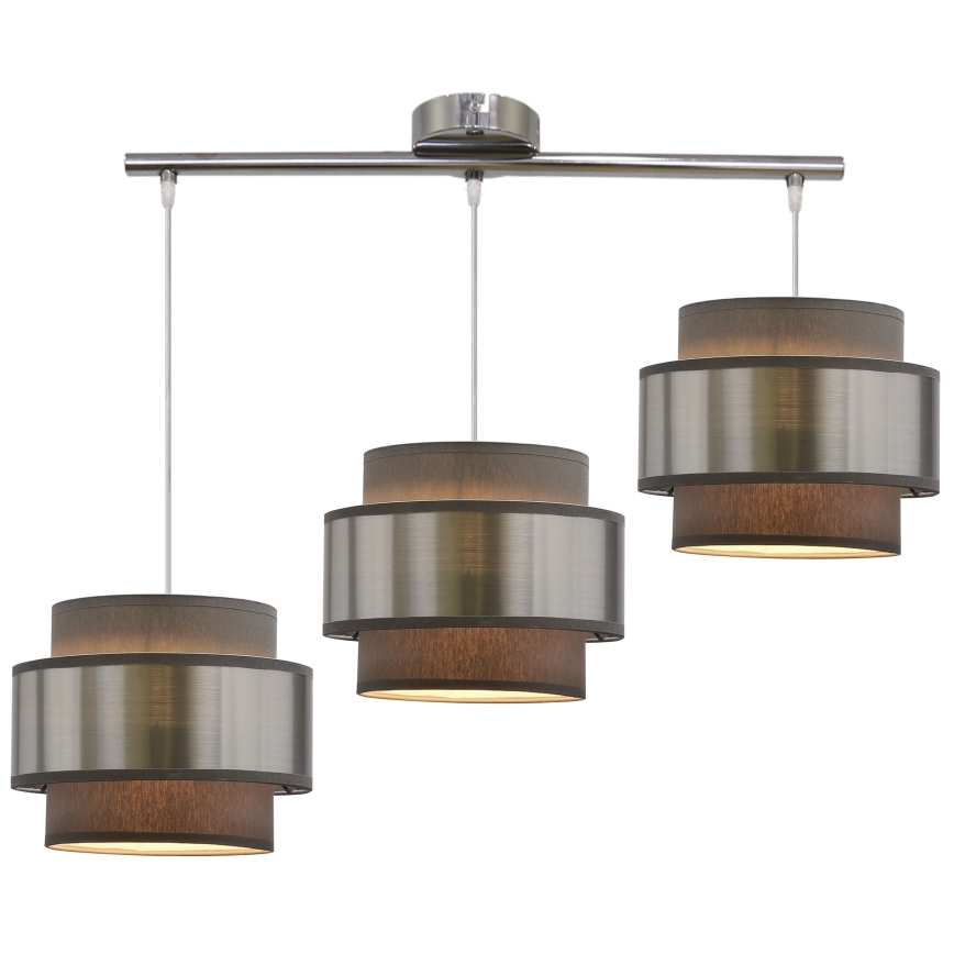 Luster na sajli HARE 3xE27/60W/230V sivo/mat krom