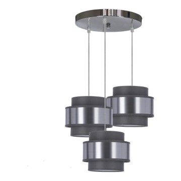 Luster na sajli HARE 3xE27/60W/230V sivo/mat krom