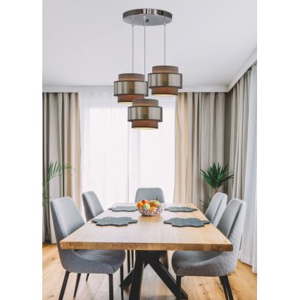 Luster na sajli HARE 3xE27/60W/230V sivo/mat krom