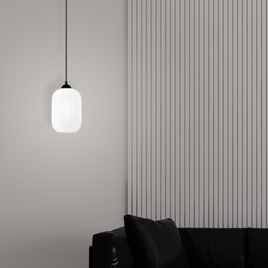 Luster na sajli HARMA 1xE27/15W/230V pr. 14 cm bela/crno