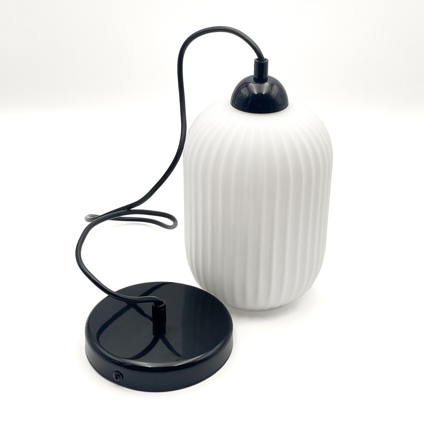 Luster na sajli HARMA 1xE27/15W/230V pr. 14 cm bela/crno