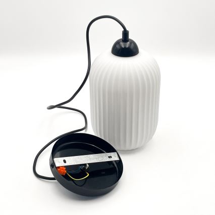 Luster na sajli HARMA 1xE27/15W/230V pr. 14 cm bela/crno