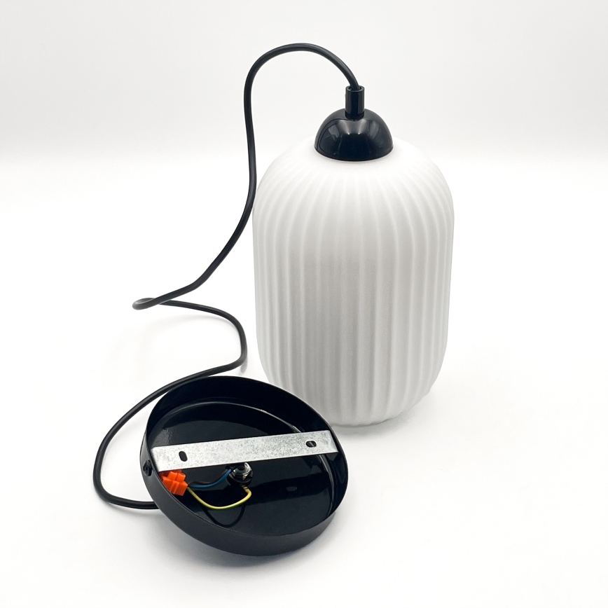 Luster na sajli HARMA 1xE27/15W/230V pr. 14 cm bela/crno