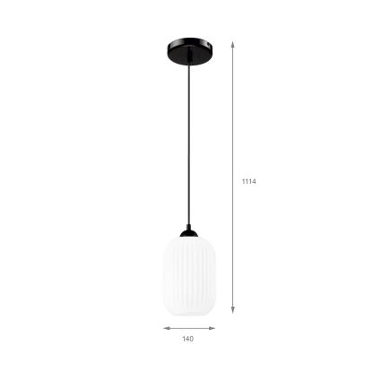 Luster na sajli HARMA 1xE27/15W/230V pr. 14 cm bela/crno